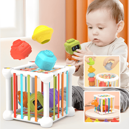 Cube sensoriel bebe - Jouet montessori de 0 à 12 mois - Les Mini Apprentis