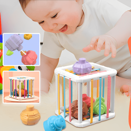 Cube sensoriel bebe - Jouet montessori de 0 à 12 mois - Les Mini Apprentis